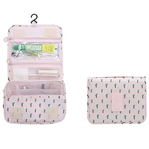 Image of Cactus: Mossio Hanging Toiletry Bag - Large Cosmetic Makeup Travel Organizer for Men & Women with Sturdy Hook