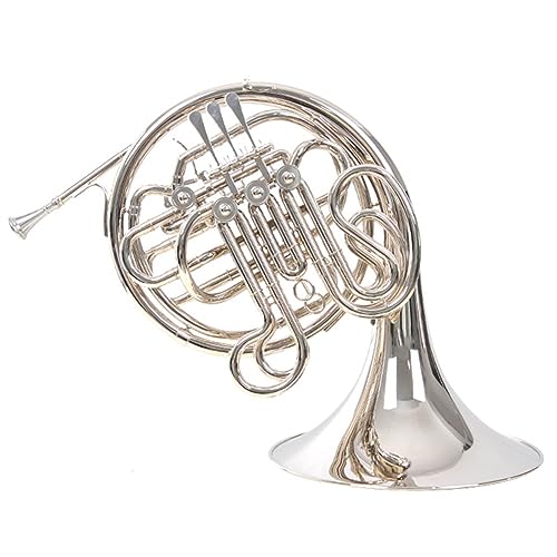 HDYNUZ Trompa Doble Profesional de 4 Teclas en si Bemol/FA, trompa de latón, Instrumento Musical orquestal para Principiantes, exámenes y desempeño Profesional.