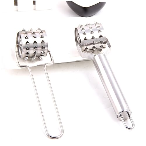 OUNONA Stainless Steel Meat Tenderizer Hammer Rolling Hammer Tool for Pizza Cookie Baking Meat Preparation Long Handle Design Easy to Store for Home Restaurant Use