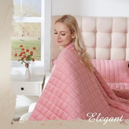 WSOFRLAC Luxury Velvet Quilt Set Queen Size, Comforter Set with Pillow Shams, Soft Lightweight Bedspread Coverlet Bedding Sets for All Seasons, Rose Pink - Thumbnail 3