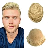 French Lace Mens Toupee European Human Hair Hand Tied Hair Units With Bleached Knots And Natural Hai