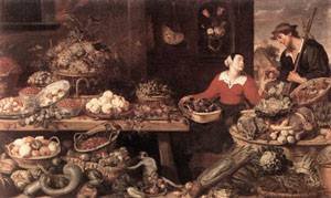 Peinture à l'huile Fruit and Vegetable Stall Detail de Frans Snyders 30x36