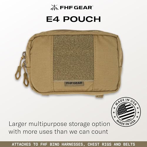 FHF Gear E4 Pouch – Large Multipurpose MOLLE Storage Pouch with Dual Zippers for Chest Rigs, Hip Belts & Outdoor Gear, Black