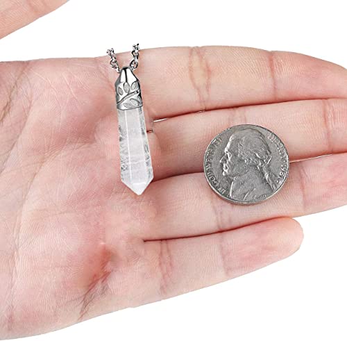 Bosteda Crystal Necklaces For Women Girls, Hexagon Crystal Point Pendant Gemstone Necklace, Healing Crystal Stone Necklace For Spiritual Jewelry (White Quartz) #TOP3