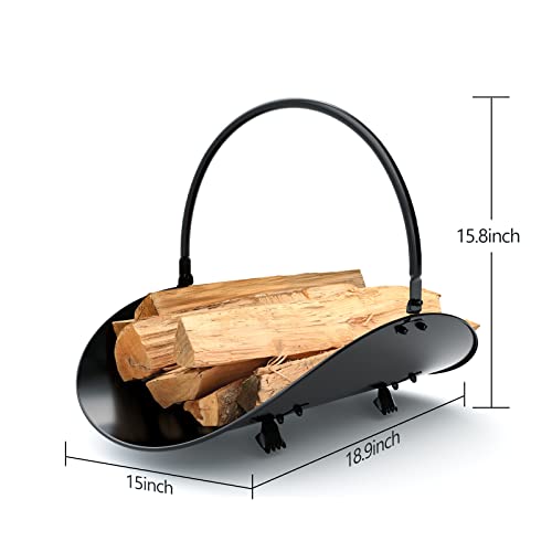 Mofeez Fireplace Wood Log Holder Indoor Kindling Basket, Powder-Coated Steel Made, Portable Firewood Storage, Cute Decoration For Modern Or Classic Home #TOP1