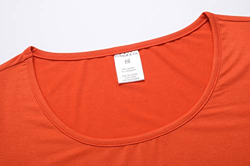 OThread & Co. Women's Short Sleeve T-Shirt Scoop Neck Basic Layer Stretchy Shirts (Large, Rust) - Thumbnail 5