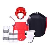 Hi.FANCY Karate Sparring Gear Set Taekwondo Protective Equipment Including Body Protector and Storage Bag Designed to Deliver Best Performance While Training and Sparring. , Red , S