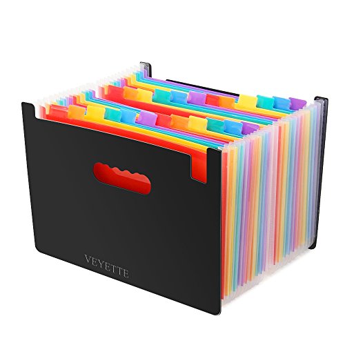 File Folder Organizer, Veyette Heavy Duty Expanding File Wallet with Tabs for Home School Office, A4 Size