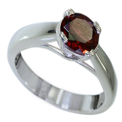 Bague en argent grenat ronde à porter au quotidien, anneau réglable