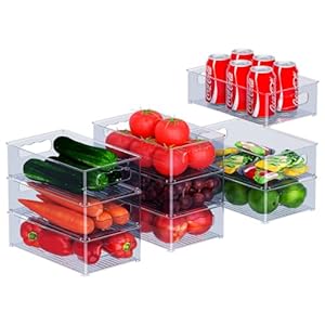 Kühlschrank Organizer Set - 9er Set (3 Größe) Kühlschrank Organizer, Küchen Organizer für Speisekammer, Gefrierschrank, Schrank, Schublade, Büro - Blau Grau