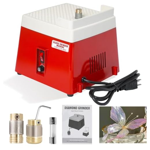 Podoy Mini Power Stained Grinder Industrial Glass Ceramics Grinder Grinding Tool w/Diamond Grinder Bit Splash Guard Face Shield Tray Art Grinding Tool Red 110V