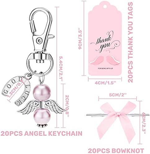 iZoel Thank You Gift Set, 20pcs Pink Angel Keychains and Thank You Tags with Angel Wing, Guest Return Gifts for Baby Girls Baby Shower Wedding Carers Party Favors Holy communion