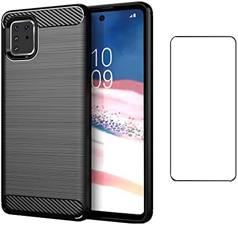 Asuwish Phone Case for Samsung Galaxy Note 10 Lite with Tempered Glass Screen Protector Cover and Cell Accessories Silicone Protective Glaxay A81 Gaxaly M60S N770F Carbon Fiber Women Men Dark Black
