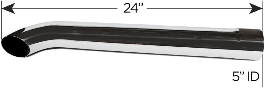 Pro Trucking Products 5" ID x 24" Curved Top Chrome Exhaust Stack 824758PTP