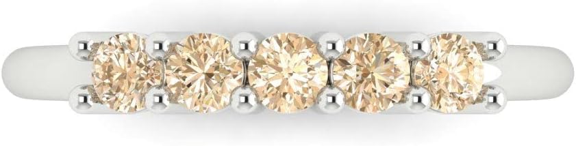 Clara Pucci 14K White Gold Wedding Band for Women | Stacking Classic Comfort Fit | Engagement Bridal Jewelry | 0.35 TCW Round Cut Natural Morganite (2.6mm)