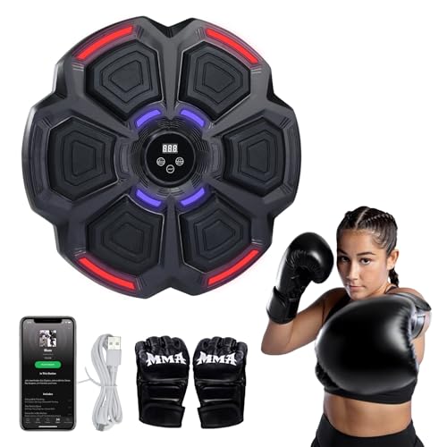 JuviPerpric Music Boxing Machine,New Smart Bluetooth Boxing Machine Wall Mounted Music with Boxing Gloves, Home Indoor Music Punching Machine for Adults and Kids