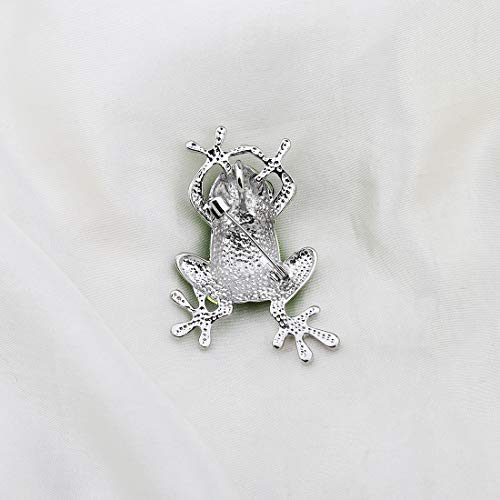 Frog Rhinestone Brooch Pins For Women Girls Natural Insect Animal Lovely Pins Frog Lover Gift (Silver) #TOP3