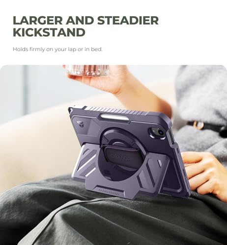 Dexnor Case for iPad mini 7 (A17 Pro) 2024/mini 6 2021 8.3 inch, Rugged Protective Case with 360° Rotating Hand Strap & Large Stand & Screen Protector&Pencil Holder Shockproof Full-Body Cover, Purple by Dexnor - Image 3