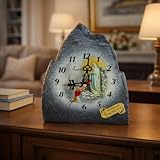 Horloge musicale de Lourdes en Ardoise des Pyrénées. Avec cette horloge en Ardoise décorée de l'Apparition de Lourdes, profitez de la mélodie de l'Avé Maria.
