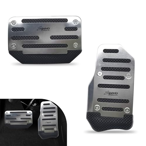 Neferta 2PCS Auto Car Pedal Alloy Non-Slip Silver