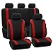 FH Group FB054115 Black Cosmopolitan Flat Cloth Full Set Car Seat Covers, (Airbag Compatible & Split Bench) w Gift, Solid Black Color -Fit Most Car, Truck, SUV, or Van