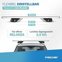FISCHER Relingträger TopLine XL, für Fahrradträger, Dachboxen oder als Skihalter, für offene Dachrelinge, Aluminium, Tragkraft 90 kg, vormontiert, inklusive Schloss, Barrenstärke 45 x 28 mm, Barrenlänge 135 cm – Ansicht 3