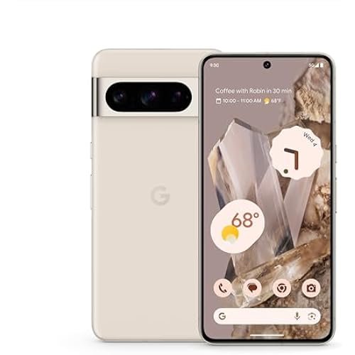 Google Pixel 8 Pro - Unlocked Android Smartphone with Telephoto Lens and Super Actua Display - 24-Hour Battery - Porcelain - 128 GB