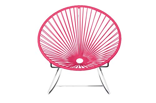 Innit Designs Innit Rocking Chair, Chrome Frame with Pink Weave