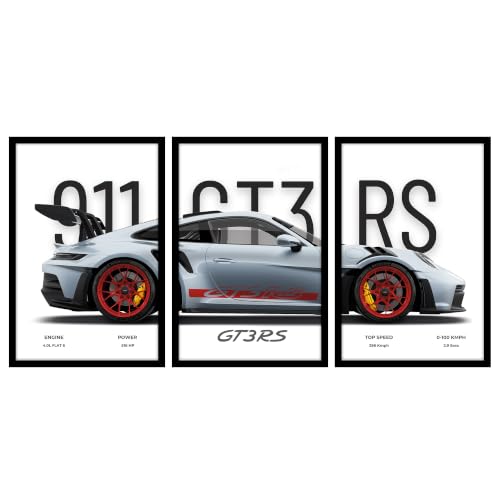 Image of Framed Wall Poster (12x18 Inch) | Inspirational Quote Wall Art | Minimalist Motivational Home Decor for Living Room & Office | Ready-to-Hang Display Frame (Posche GT3RS)
