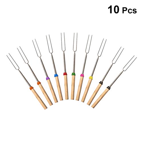 10 Pcs Garfos De Churrasco Espetos De Salsicha Garfos Para Assar Cachorro-quente Palitos De Assar Pa