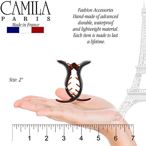 Camila Paris Cp2423 French Hair Clip For Women, 2 Teeth Ponytail Holder, Tortoise Shell, Girls Hair Claw Clips Jaw Fashion Styling Hair Accessories For Women, Strong Hold No Slip Grip, Made In France #TOP3