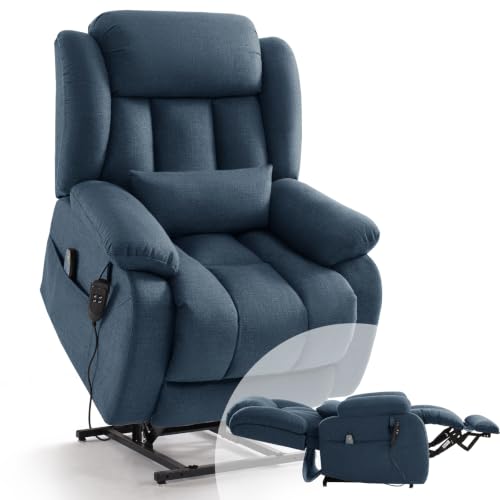 Image of Infinite Position Lay Flat Power Lift Recliner Chair for Elderly, Blue