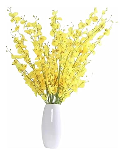 10 Galhos de Orquídeas Chuva de Ouro Artificial para Decoração