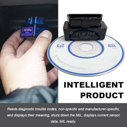 KVAEY OBDII Car Auto Diagnostic Scanner, ELM327 Automotive Bluetooth Scan Tool and Code Reader, Professional Car Bluetooth Engine Fault Code Reader, Universal Car Accessories (Black) - Thumbnail 4