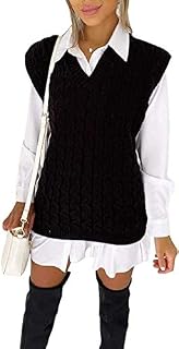 GirlzWalk Women's Ladies Cable Knit Sleeveless Vest Knitted Jumper Tank Top Winter Sweater