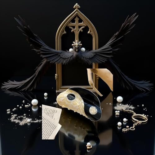1 x schwarze Haar-Accessoires, Yin-Yang-Haarspangen für Freundin, Punk, Gothic, Vintage-Haarnadeln, Haarverzierungen, ästhetische Geschenke, große Clips und Haarspangen, Haarstyling-Zubehör
