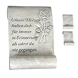 NETPROSHOP Grabschmuck Stein Schriftrolle mit liebevollem Text ca. 17 x 11 x 4,5 cm, Auswahl:Erinnerung