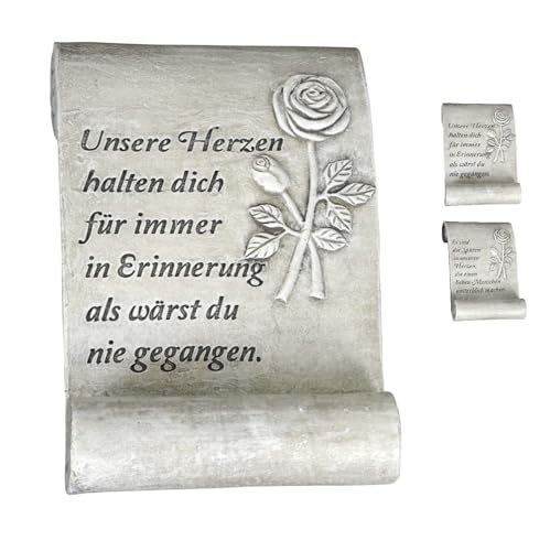 NETPROSHOP Grabschmuck Stein Schriftrolle mit liebevollem Text ca. 17 x 11 x 4,5 cm, Auswahl:Erinnerung