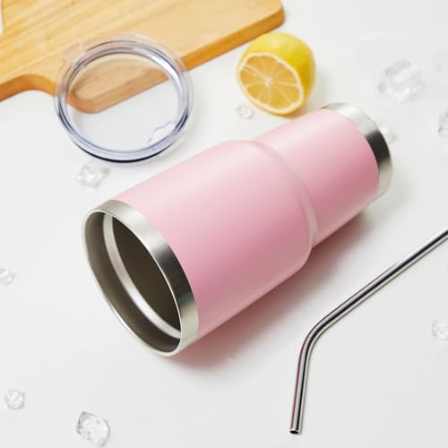 Image of MEWAY 30oz Insulated Tumbler With Lids and Straws,Stainless Steel Double Vacuum Coffee Tumbler Cup, Brush, Durable Powder Coated Coffee Cup for Cold & Hot Drinks, Office, Travel(Pink,4 PACK)