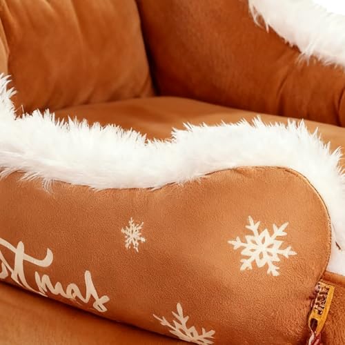 Waschbares Hundebett warme Weihnachtsdekoration, gemütliches Haustierbett, niedliches Hundebett mit Zugseil für Welpen, Katzen, Haustiere, drinnen und draußen-7