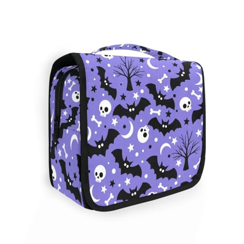 Mnsruu Hanging Toiletry Bag Bats Satellites Skulls and Trees Travel Makeup bag for Toiletries Portable Travel Toiletry Organizer Cosmetic Bags with Hanging Hook