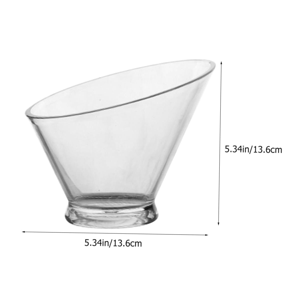 COLLBATH 2Pcs Transparent Plastic Salad Bowls Slanted Ice Cream Cups for Desserts and Vegetables for Parties and Entertaining