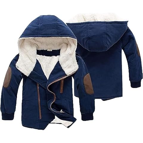 EISHOW Little Kids Boys Girls Warm Thick Jackets Hooded Cotton Fleece Parka Coat Children Winter Zipper Outerwear (Navy, 5-6 years) Cover