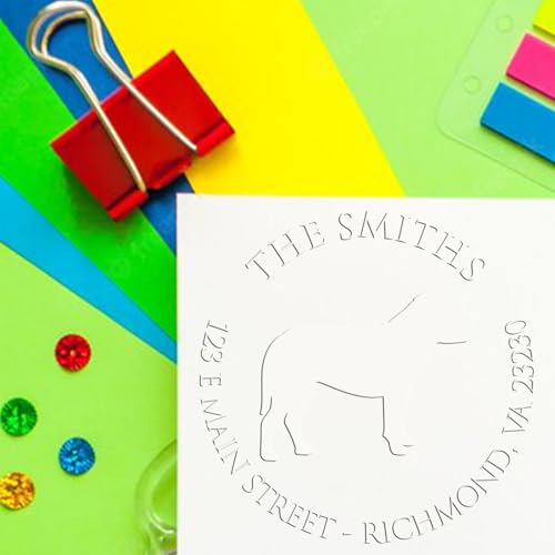 Bullmastiff Return Address Embosser Soft Grip - Keepsake Gift, Custom Made | Custom Embossing Seal. Embosser for Envelopes. Your wording, engraved to order. Fixed art, open wording. Pressed, not inked.