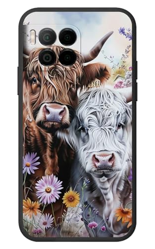 RWUTYTIUL Case for T-Mobile Revvl 7 Pro 2024, Purple Flowering Cow
