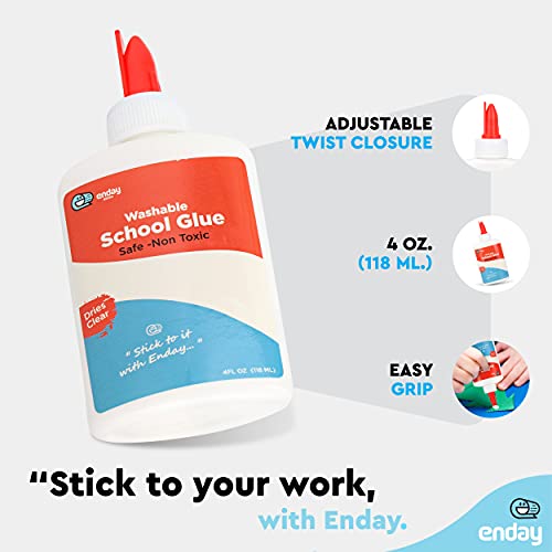 White Glue School Glue Bottle For Slime Washable Craft Kids Glue No-Run Non-Toxic 4 Oz, School Supplies – Pack Of 12 – By Enday #TOP3
