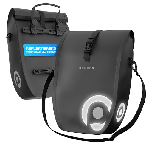 OPEKER® Alforja universal para portaequipajes, 20 L, para bicicleta eléctrica y bicicleta (extraíble, impermeable), bolsa para portaequipajes, bolsa para bicicleta y sistema de clic para parte trasera