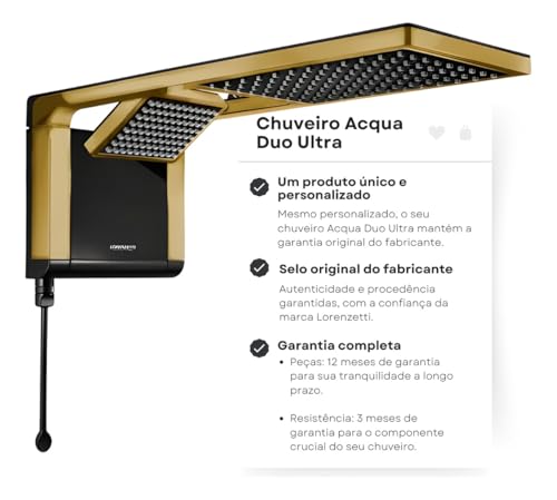 Chuveiro Elétrico Lorenzetti Acqua Duo 220v Preto 7800w Crie e Construa
