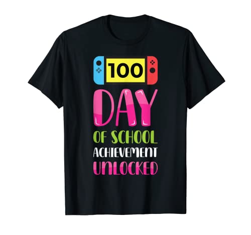 Level 100 Days of School Gamer vidéo débloqué 100th Day Boy T-Shirt