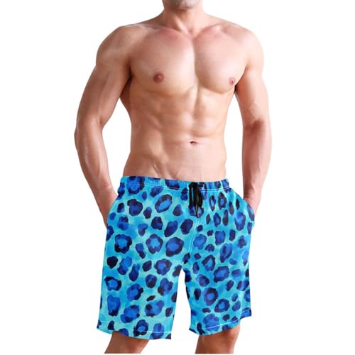 Men’s Swim Trunks Blue Black Leopard Beach Board Shorts Swimming Short Pants Running Sports Surffing Shorts4